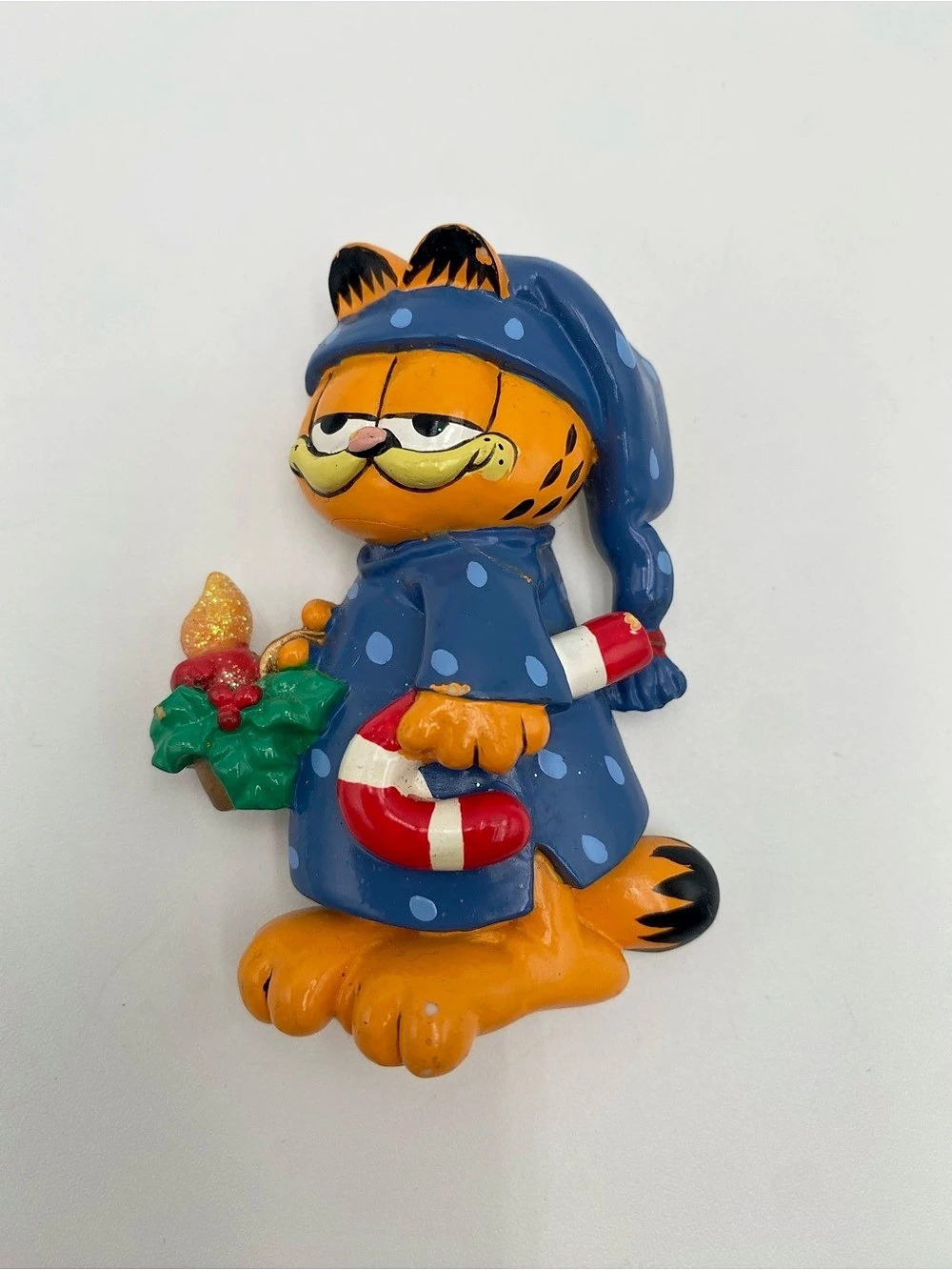 Vintage Paws Garfield Christmas Nightgown Candle Magnet Blue & Orange